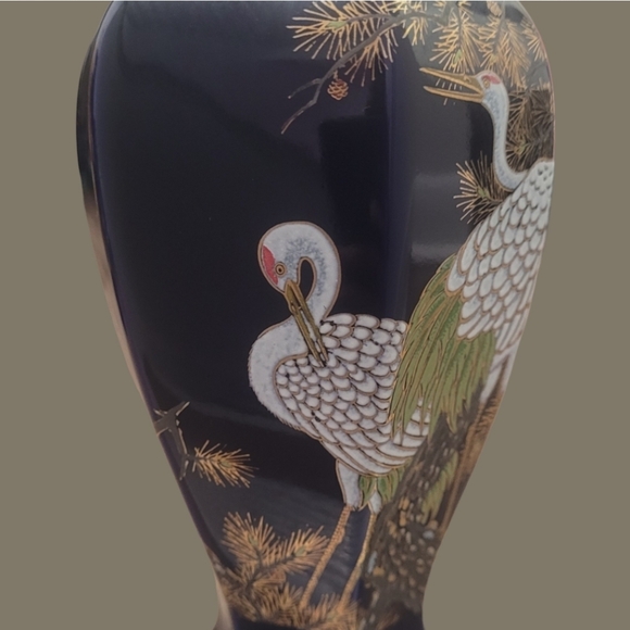 Vintage Kutani Colbalt Blue Beveled Vase - Picture 8 of 12